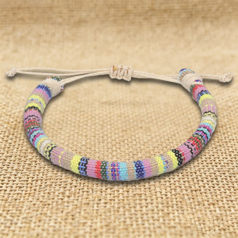 Olivenorma Armband im Bohemian-Ethno-Stil, handgefertigt aus Baumwollgarn, Freundschaftsarmband geflochten