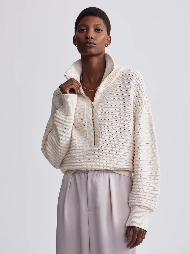 Tara Pointelle Half Zip