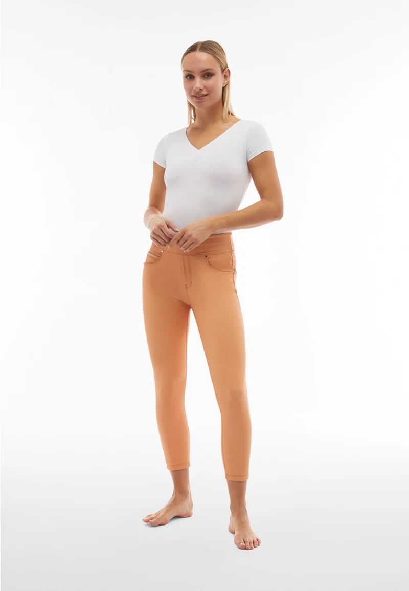 N.O.W. Yoga Mid Waist Skinny 7/8 Vegan Leather Pant - Macaroon Brown
