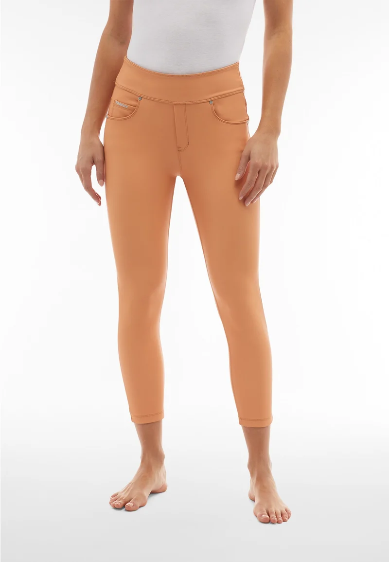 N.O.W. Yoga Mid Waist Skinny 7/8 Vegan Leather Pant - Macaroon Brown