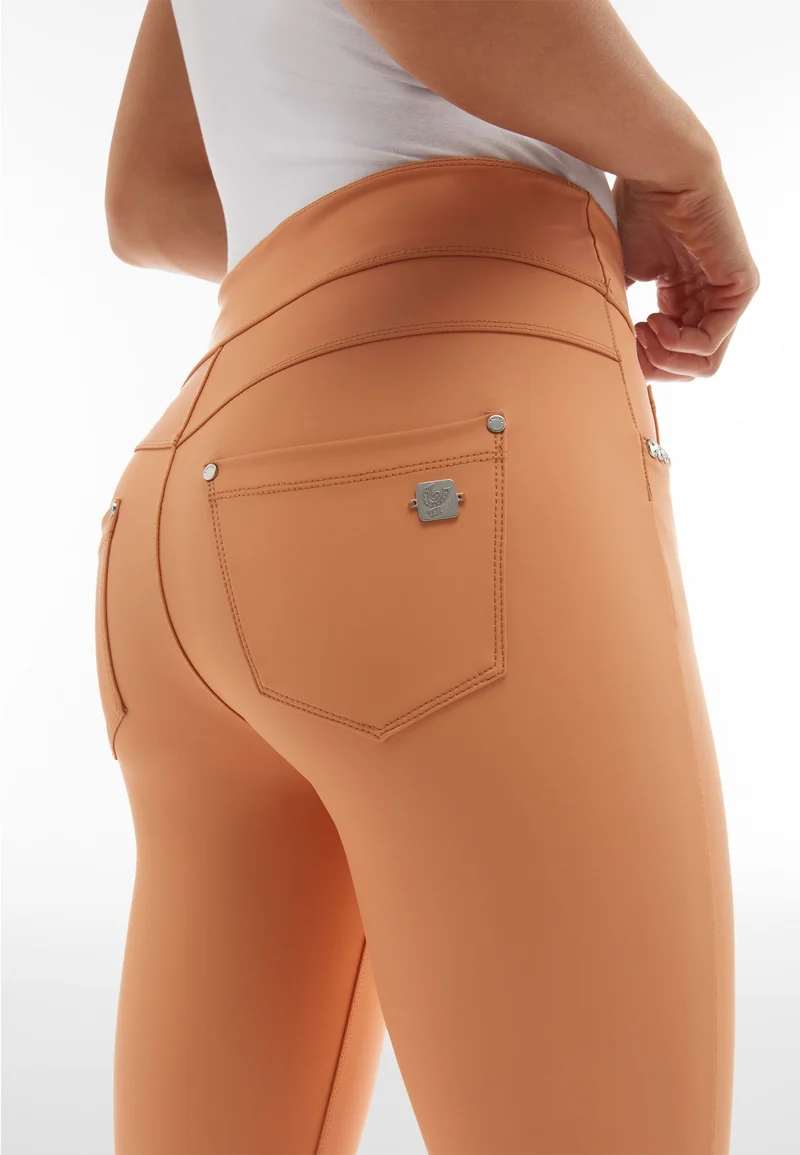 N.O.W. Yoga Mid Waist Skinny 7/8 Vegan Leather Pant - Macaroon Brown