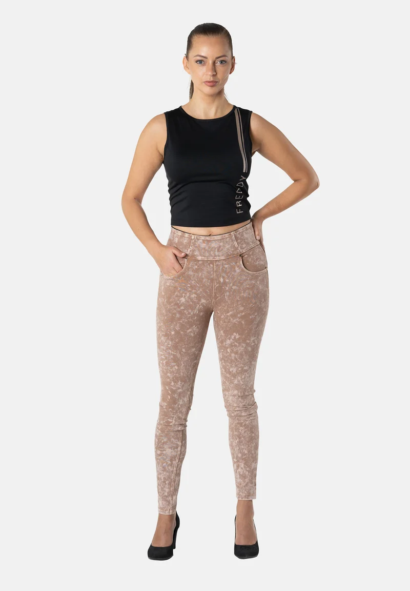 N.O.W. Yoga High Waist Skinny Denim Jeans Marble Dyed - Roebuck Pink