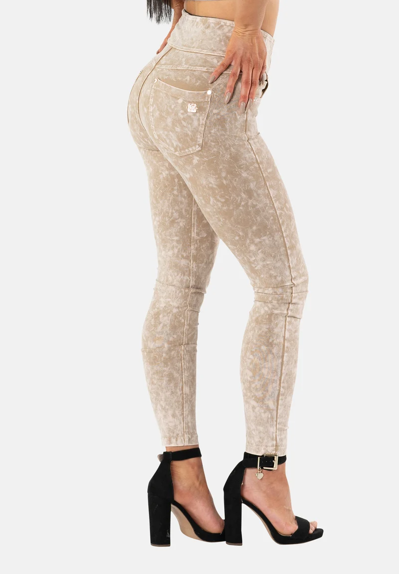 N.O.W. Yoga High Waist Skinny Denim Jeans Marble Dyed - Nomad Brown