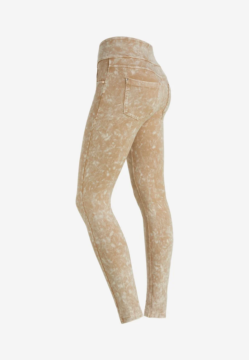 N.O.W. Yoga High Waist Skinny Denim Jeans Marble Dyed - Nomad Brown