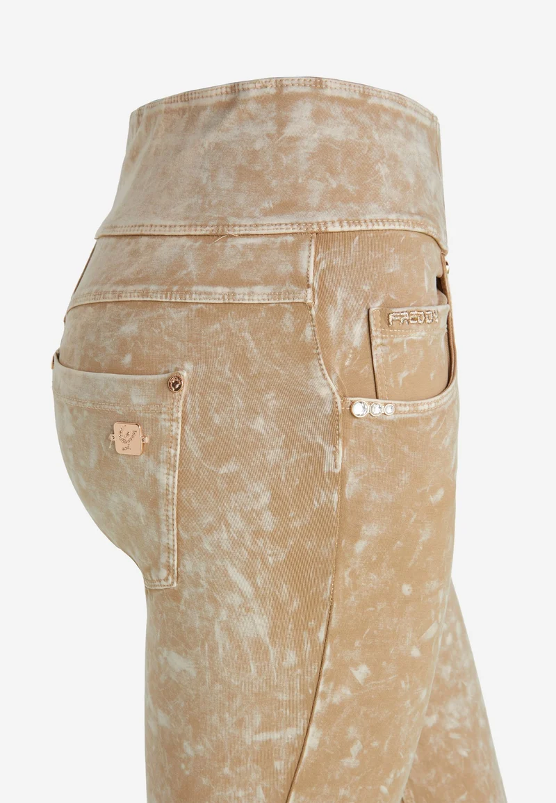 N.O.W. Yoga High Waist Skinny Denim Jeans Marble Dyed - Nomad Brown