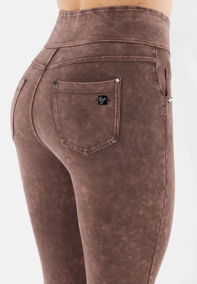 N.O.W. Yoga High Waist Skinny Denim Jeans Marble Dyed - French Roast Brown