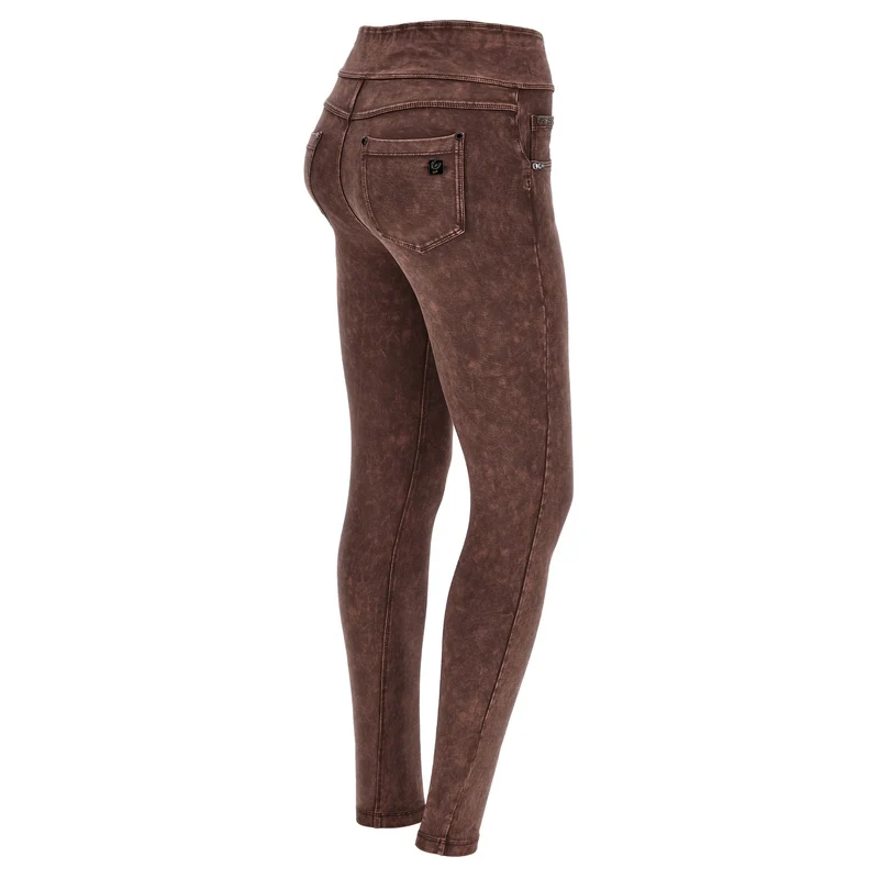 N.O.W. Yoga High Waist Skinny Denim Jeans Marble Dyed - French Roast Brown