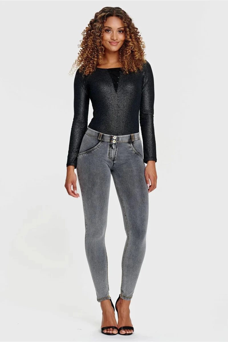 WR.UP Push-Up Regular Waist Skinny Denim Jeans - Denim Gray - Yellow Seam