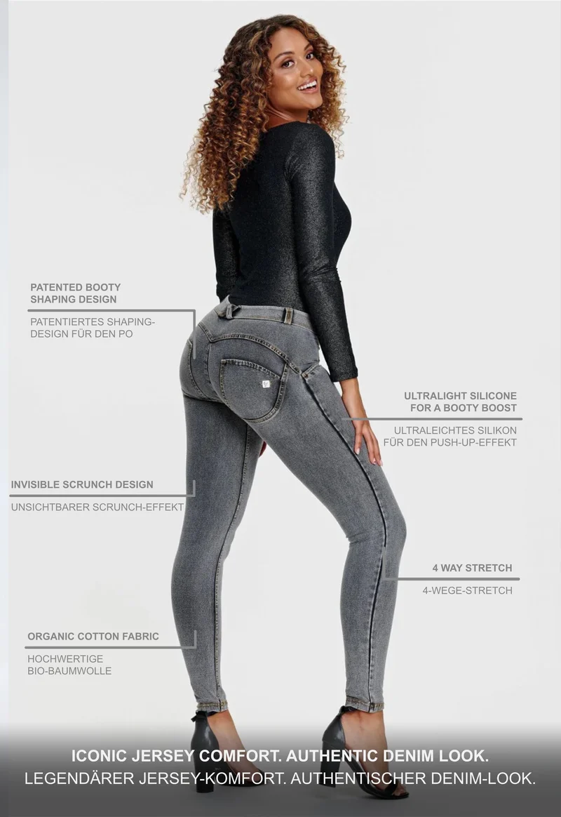 WR.UP Push-Up Regular Waist Skinny Denim Jeans - Denim Gray - Yellow Seam