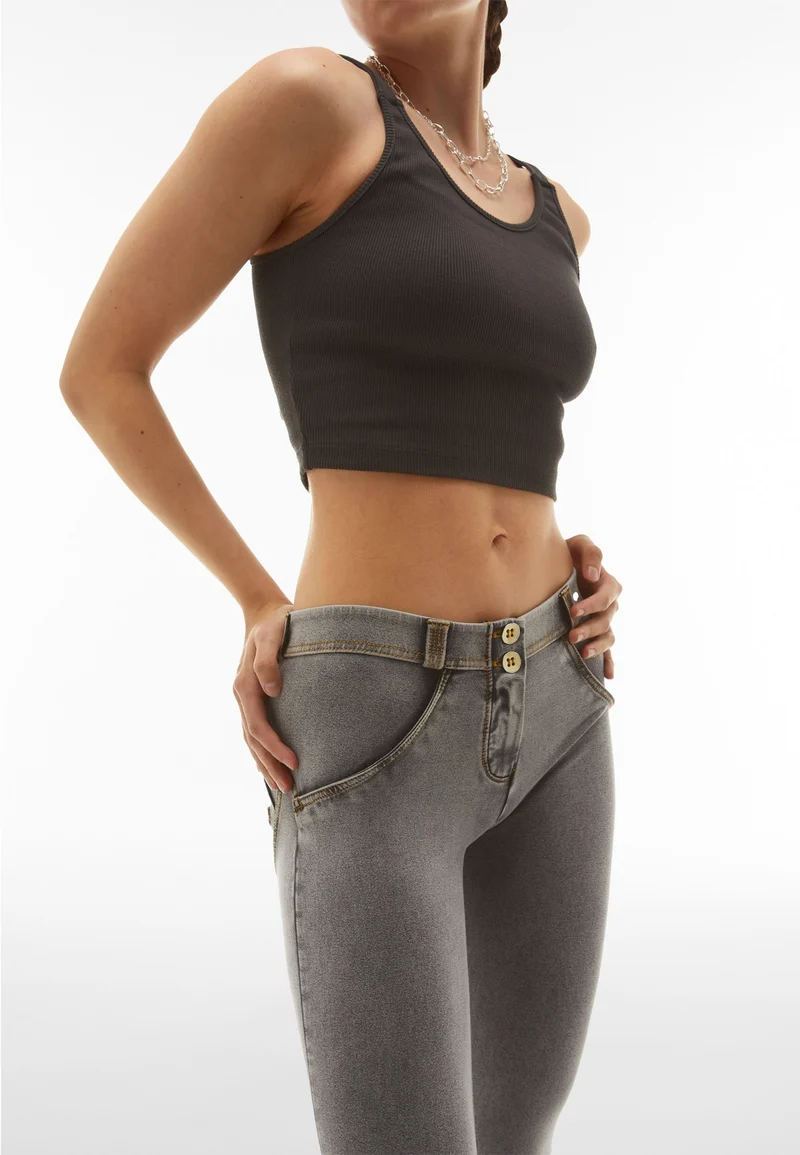 WR.UP Push-Up Regular Waist Skinny Denim Jeans - Denim Gray - Yellow Seam