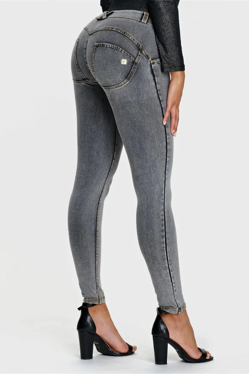 WR.UP Push-Up Regular Waist Skinny Denim Jeans - Denim Gray - Yellow Seam
