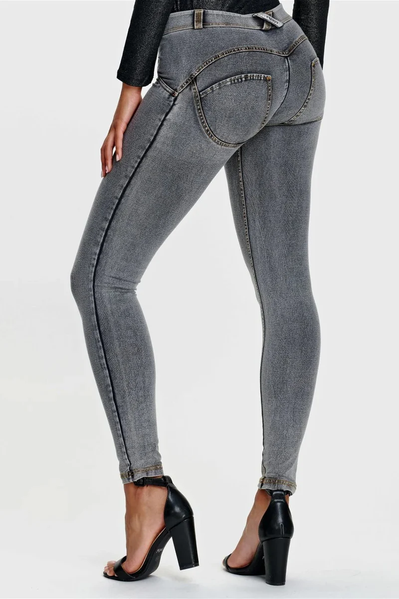 WR.UP Push-Up Regular Waist Skinny Denim Jeans - Denim Gray - Yellow Seam