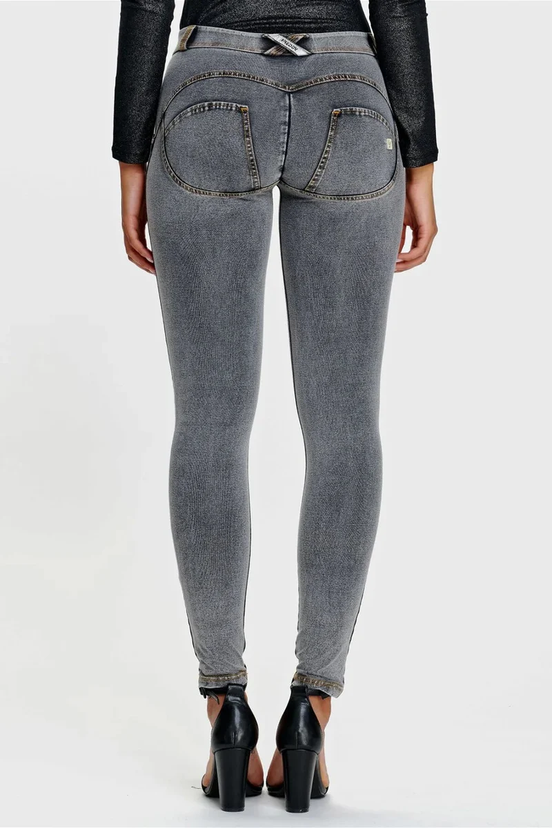 WR.UP Push-Up Regular Waist Skinny Denim Jeans - Denim Gray - Yellow Seam