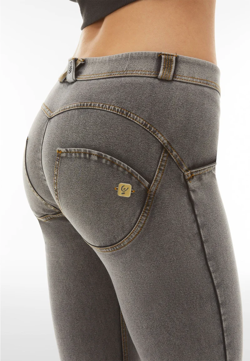 WR.UP Push-Up Regular Waist Skinny Denim Jeans - Denim Gray - Yellow Seam