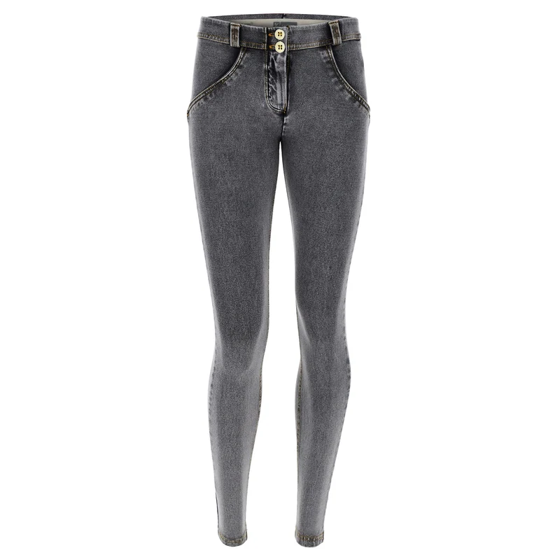 WR.UP Push-Up Regular Waist Skinny Denim Jeans - Denim Gray - Yellow Seam