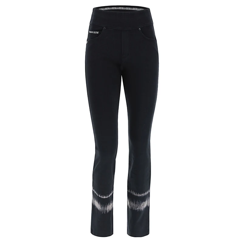 N.O.W. Yoga Mid Waist Flare Pant With Batic Details - Black