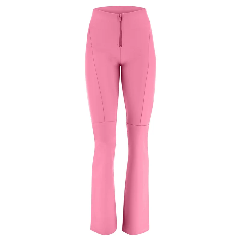 WR.UP Push-Up High Waist Flare Vegan Leather Pant With Contouring Seams - Pink Cosmos