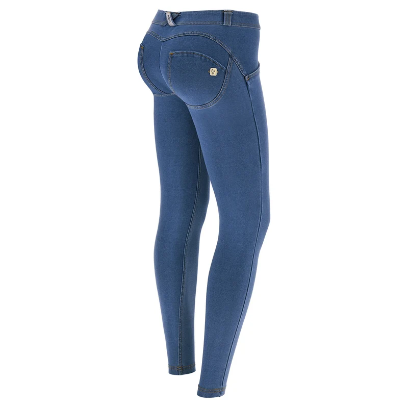 WR.UP Push-Up Low Waist Skinny Denim Jeans - Denim Light Blue - Yellow Seam