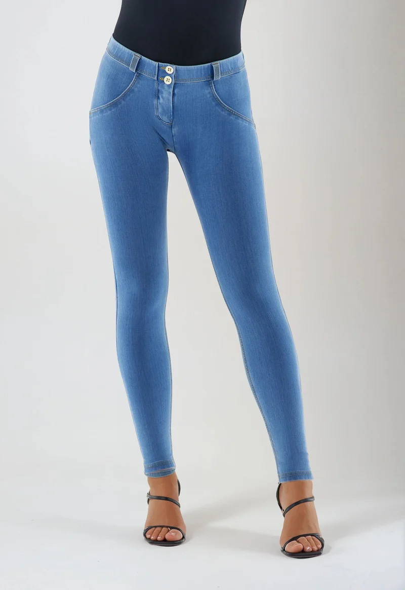 WR.UP Push-Up Regular Waist Skinny Denim Jeans - Denim Light Blue - Yellow Seam