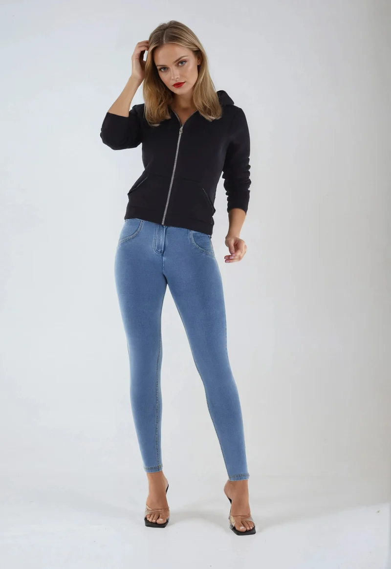 WR.UP Push-Up Regular Waist Skinny Denim Jeans - Denim Light Blue - Yellow Seam