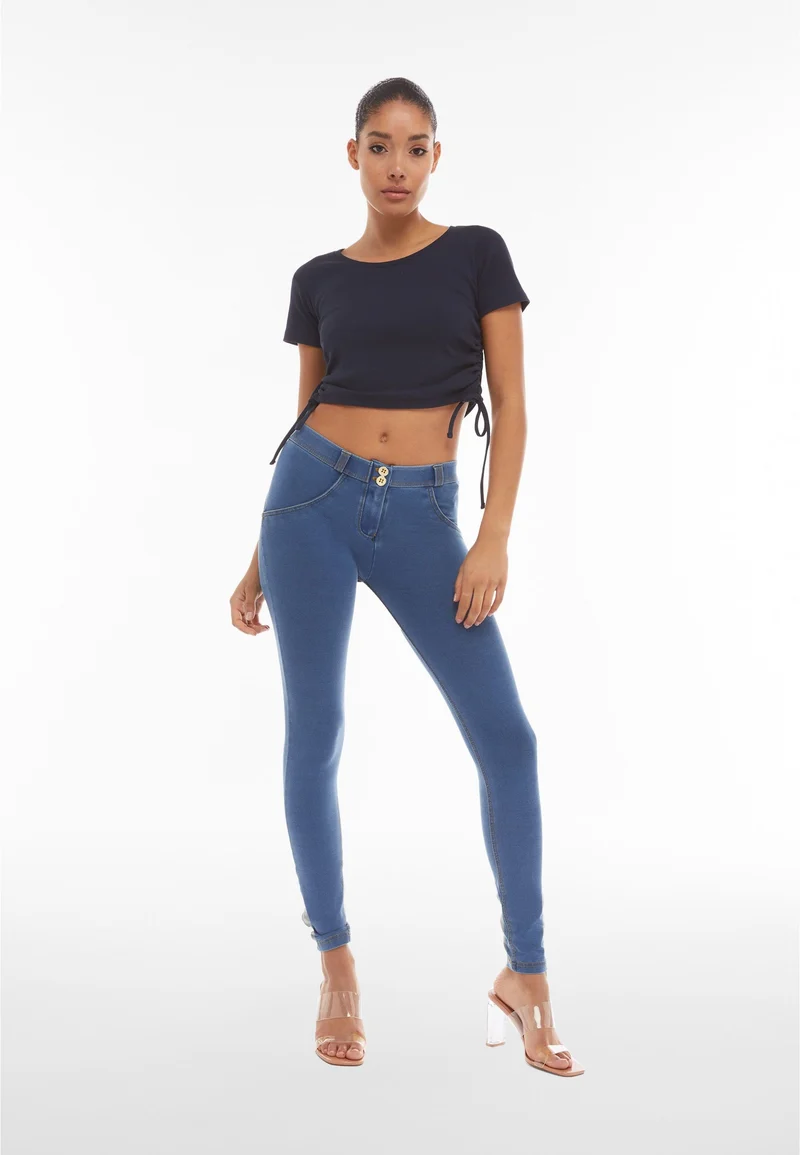 WR.UP Push-Up Regular Waist Skinny Denim Jeans - Denim Light Blue - Yellow Seam