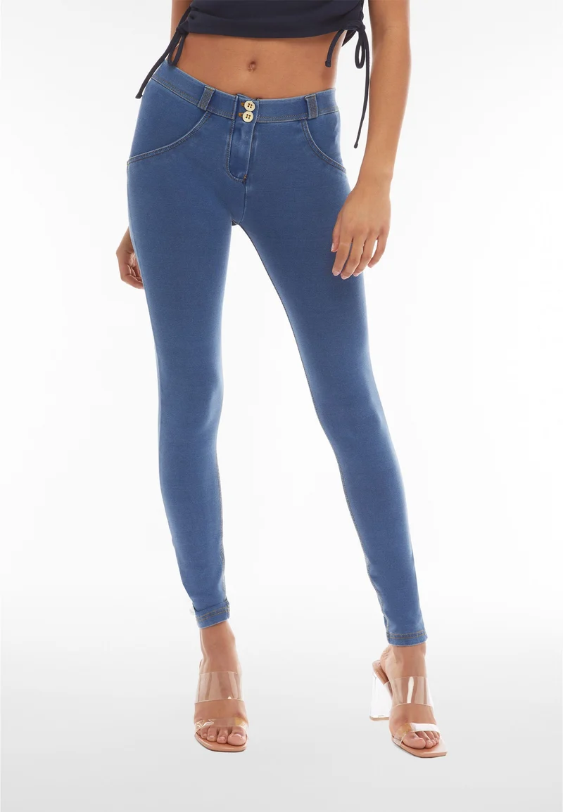 WR.UP Push-Up Regular Waist Skinny Denim Jeans - Denim Light Blue - Yellow Seam