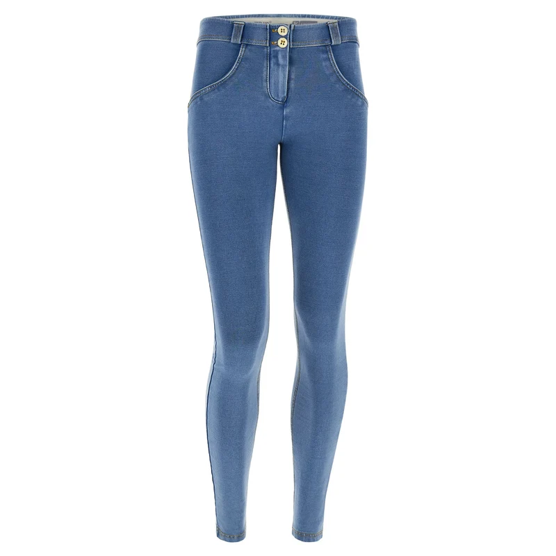 WR.UP Push-Up Regular Waist Skinny Denim Jeans - Denim Light Blue - Yellow Seam