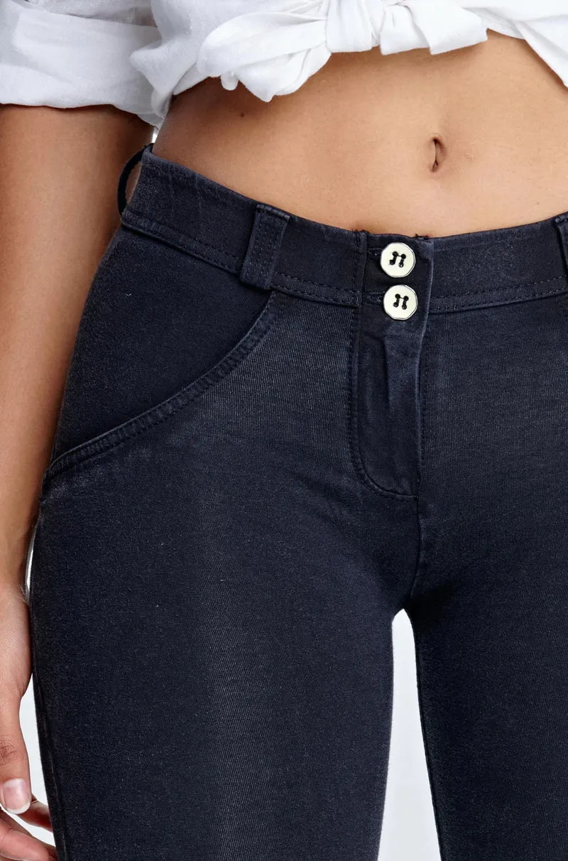 WR.UP Push-Up Regular Waist Skinny Denim Jeans - Denim Black - Black Seam