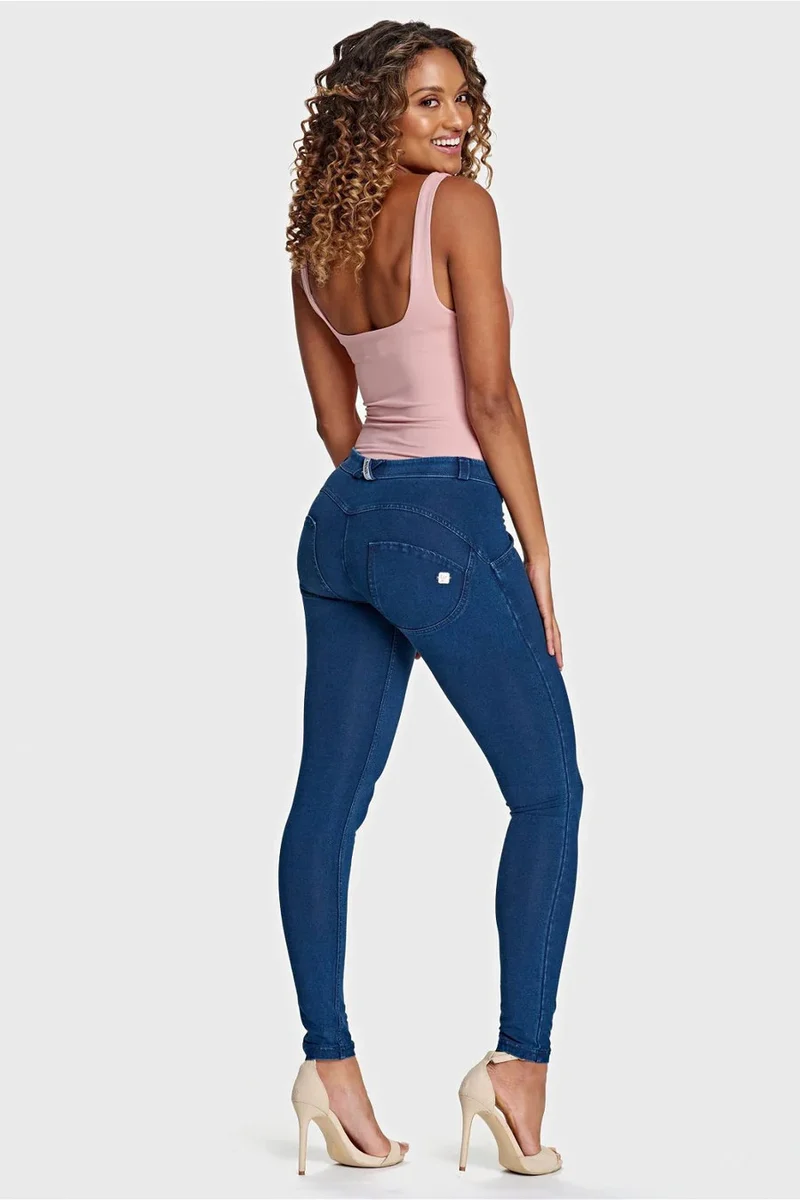 WR.UP Push-Up Regular Waist Skinny Denim Jeans - Denim Dark Blue - Blue Seam