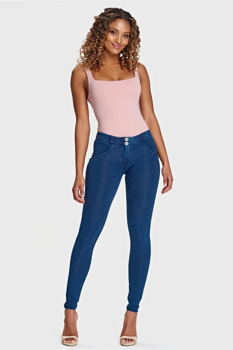 WR.UP Push-Up Regular Waist Skinny Denim Jeans - Denim Dark Blue - Blue Seam