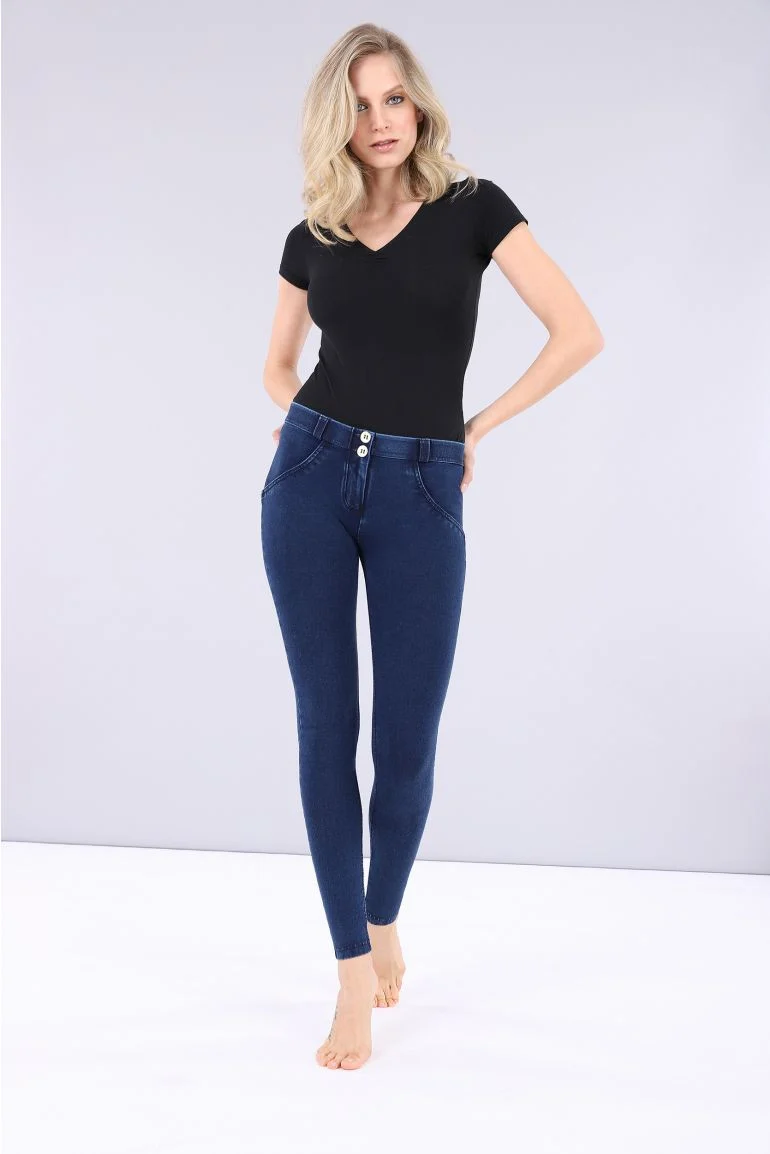 WR.UP Push-Up Regular Waist Skinny Denim Jeans - Denim Dark Blue - Blue Seam