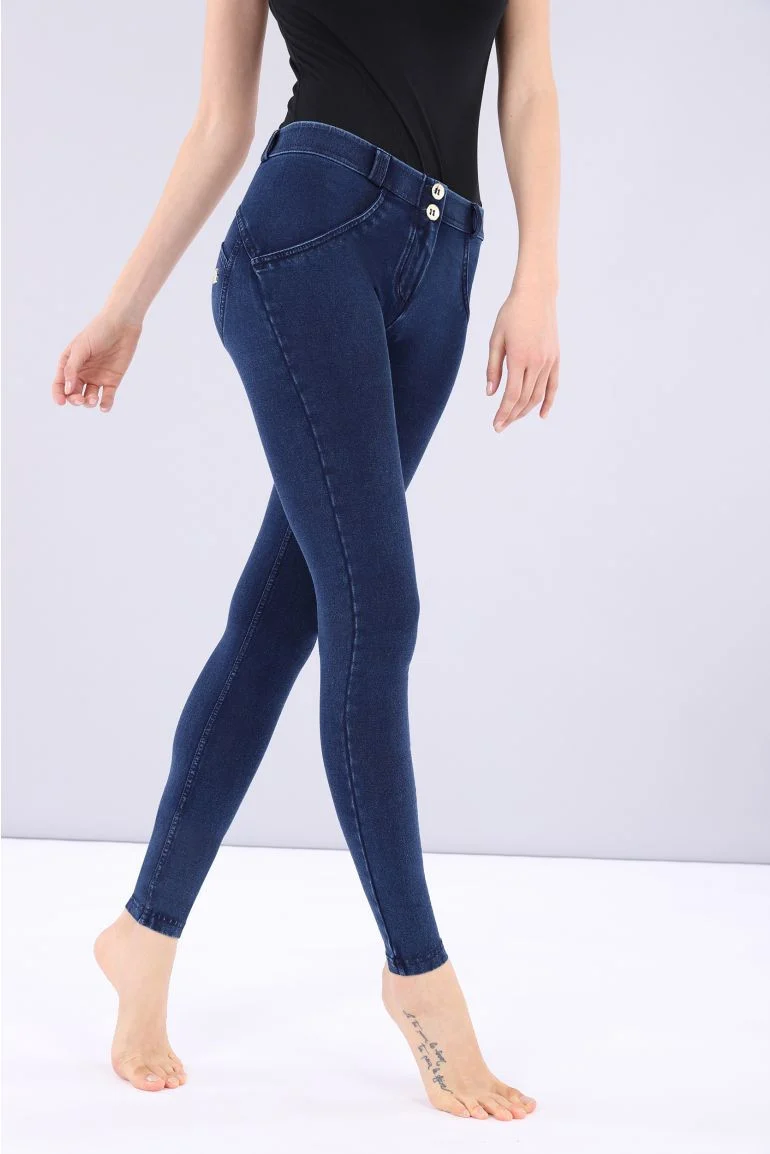 WR.UP Push-Up Regular Waist Skinny Denim Jeans - Denim Dark Blue - Blue Seam