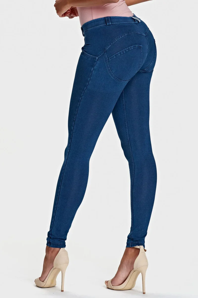 WR.UP Push-Up Regular Waist Skinny Denim Jeans - Denim Dark Blue - Blue Seam