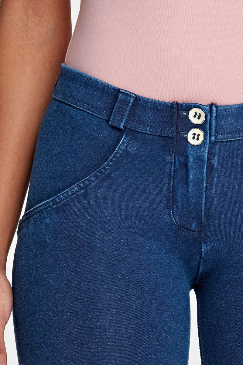 WR.UP Push-Up Regular Waist Skinny Denim Jeans - Denim Dark Blue - Blue Seam