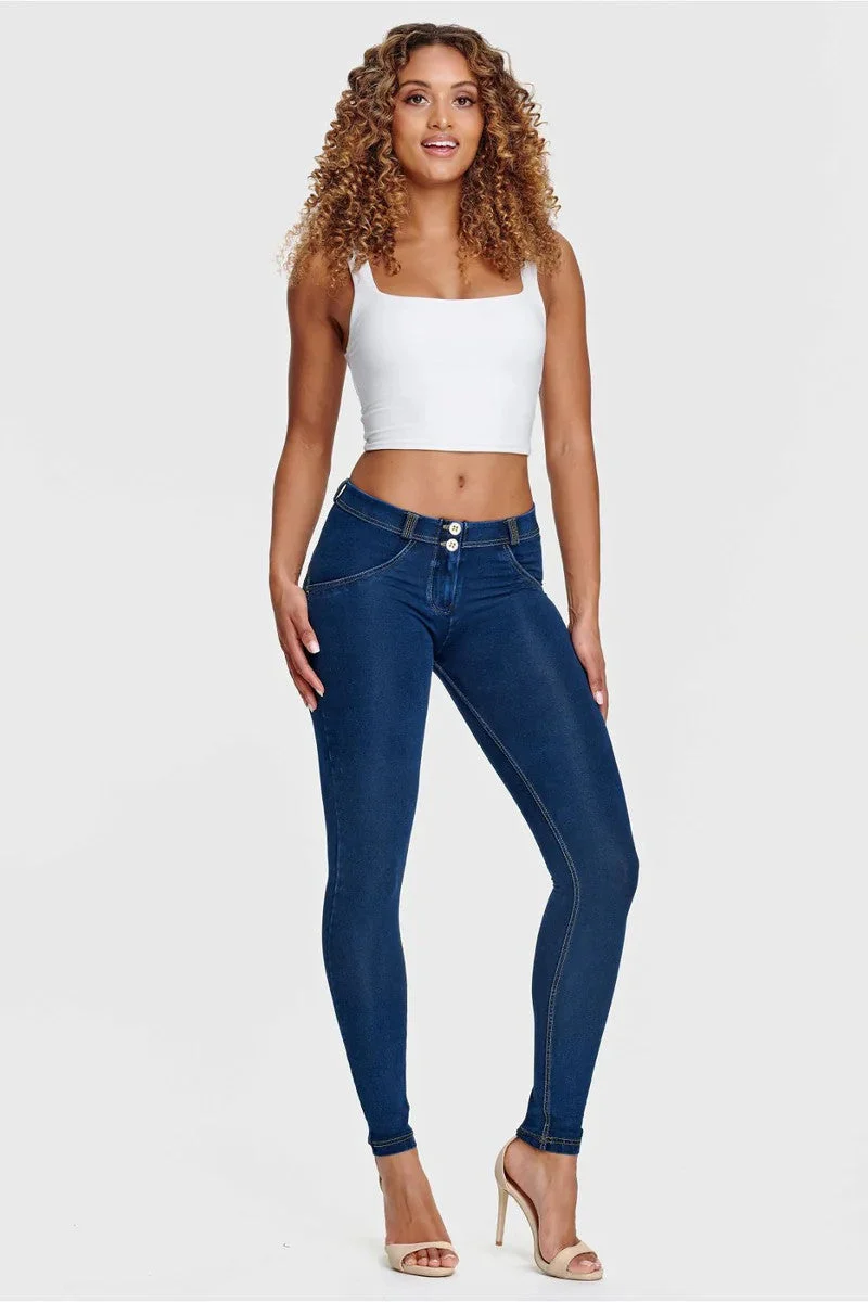 WR.UP Push-Up Regular Waist Skinny Denim Jeans - Denim Dark Blue - Yellow Seam