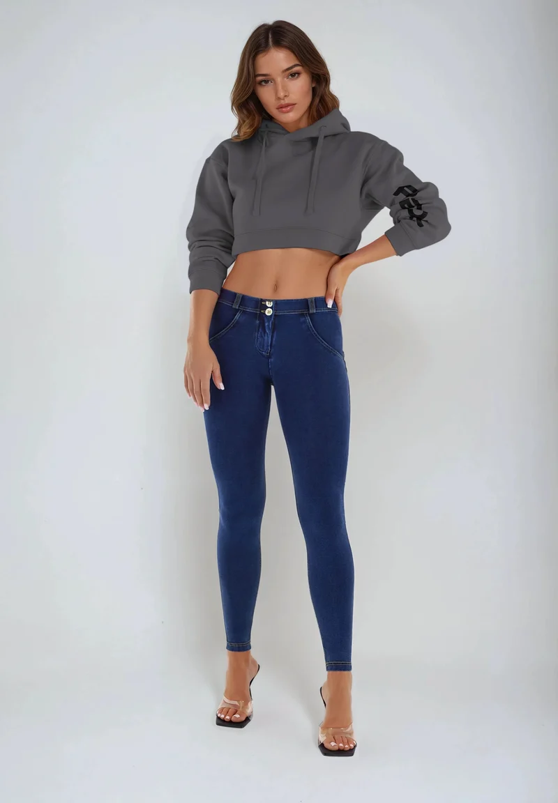 WR.UP Push-Up Regular Waist Skinny Denim Jeans - Denim Dark Blue - Yellow Seam