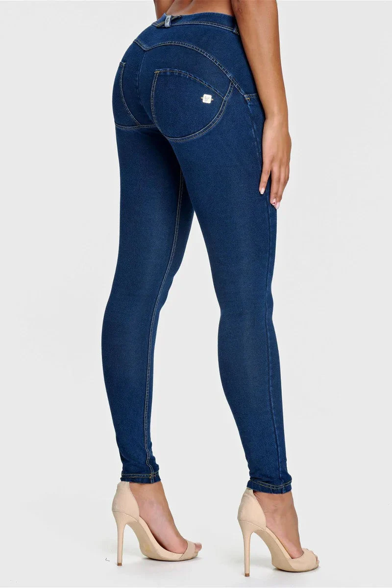 WR.UP Push-Up Regular Waist Skinny Denim Jeans - Denim Dark Blue - Yellow Seam