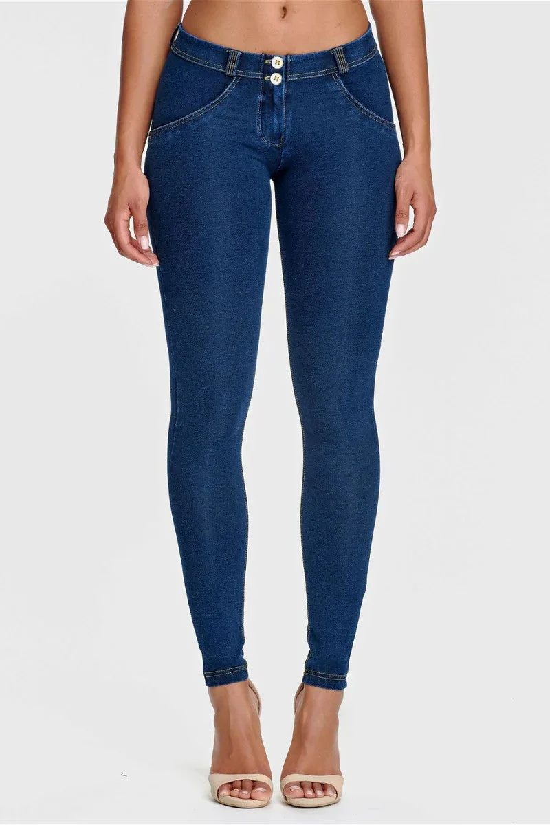 WR.UP Push-Up Regular Waist Skinny Denim Jeans - Denim Dark Blue - Yellow Seam