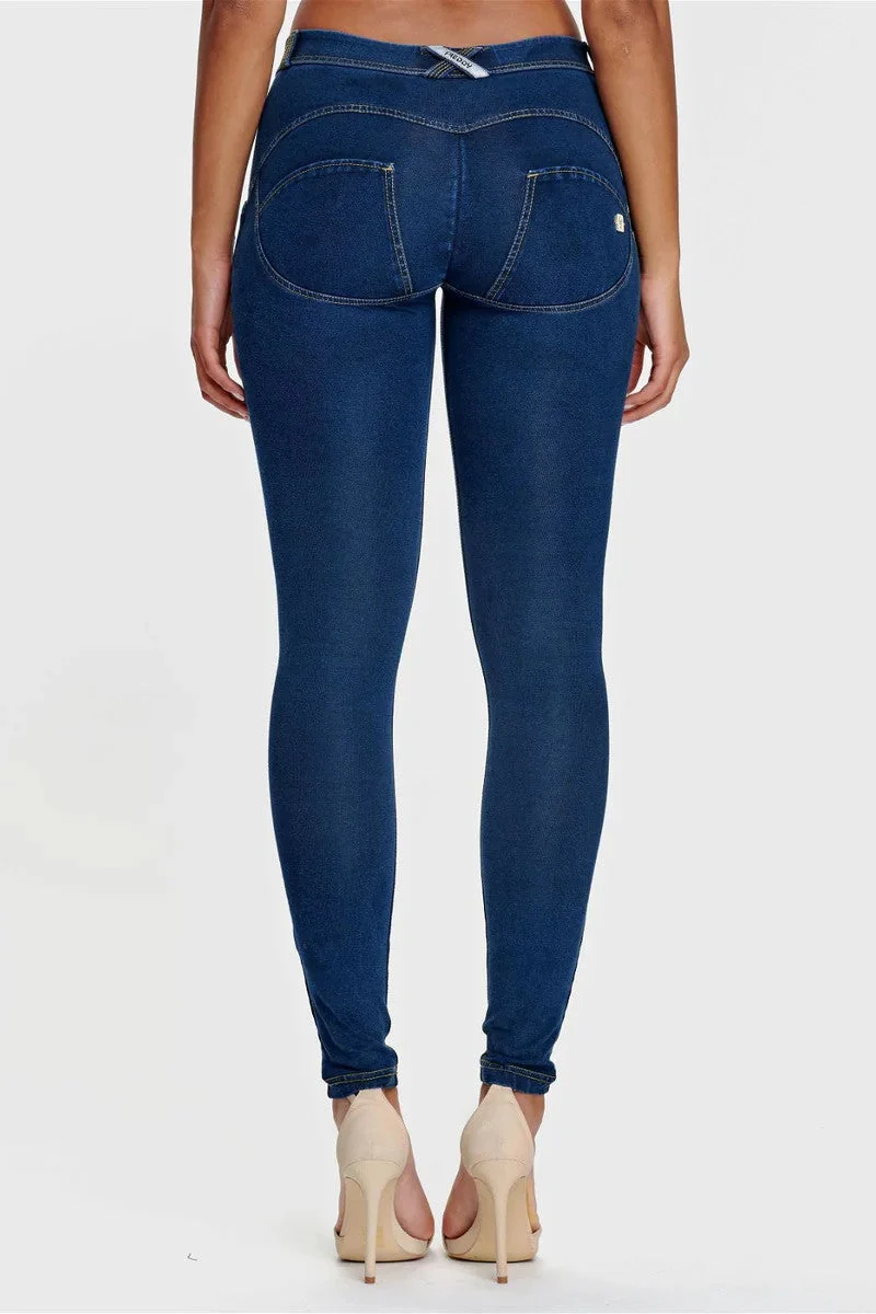 WR.UP Push-Up Regular Waist Skinny Denim Jeans - Denim Dark Blue - Yellow Seam