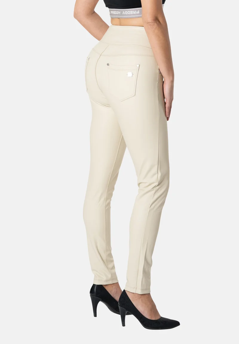N.O.W. Comfort High Waist Skinny Vegan Leather Pant - Brown Rice