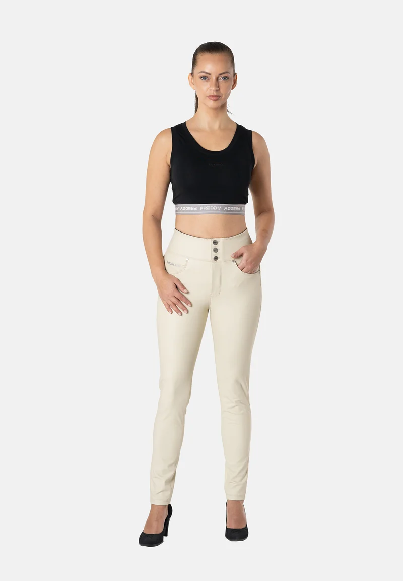 N.O.W. Comfort High Waist Skinny Vegan Leather Pant - Brown Rice