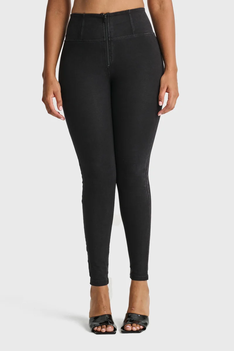 WR.UP Push-Up High Waist Skinny Denim Jeans - Denim Black - Black Seam