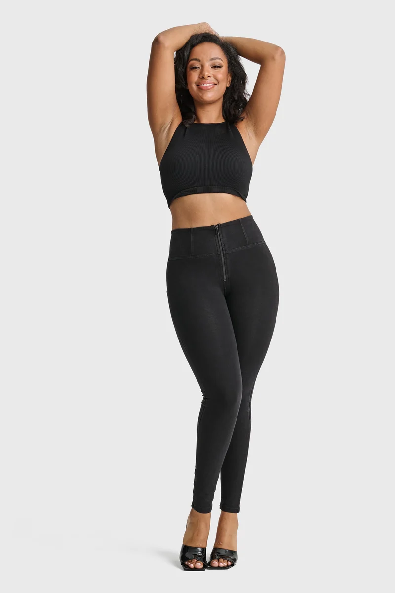 WR.UP Push-Up High Waist Skinny Denim Jeans - Denim Black - Black Seam