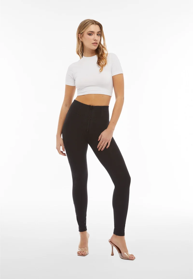 WR.UP Push-Up High Waist Skinny Denim Jeans - Denim Black - Black Seam