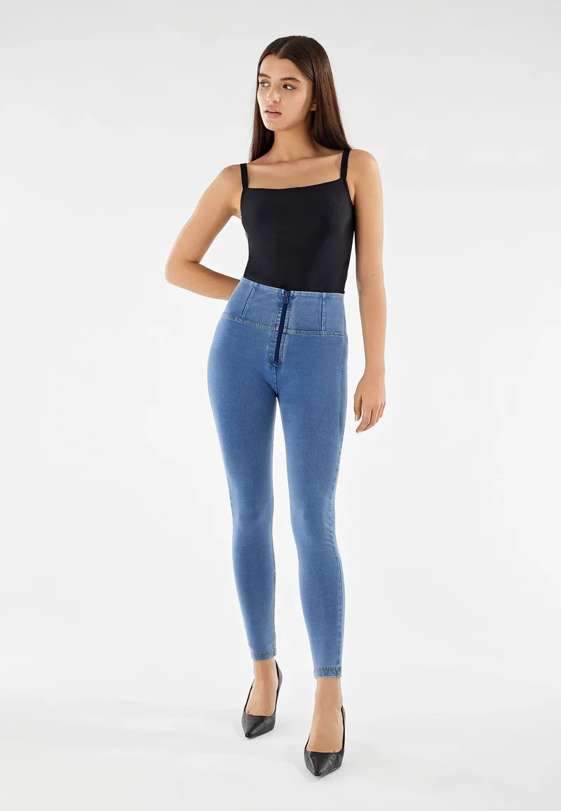 WR.UP Push-Up High Waist Skinny Denim Jeans - Denim Light Blue - Yellow Seam