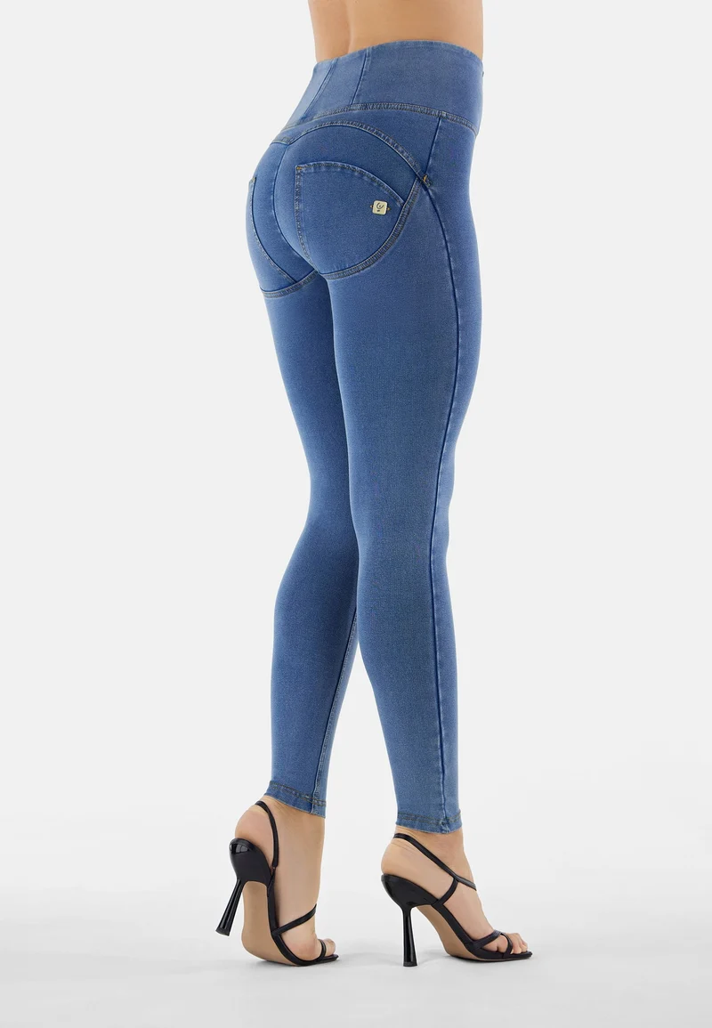 WR.UP Push-Up High Waist Skinny Denim Jeans - Denim Light Blue - Yellow Seam
