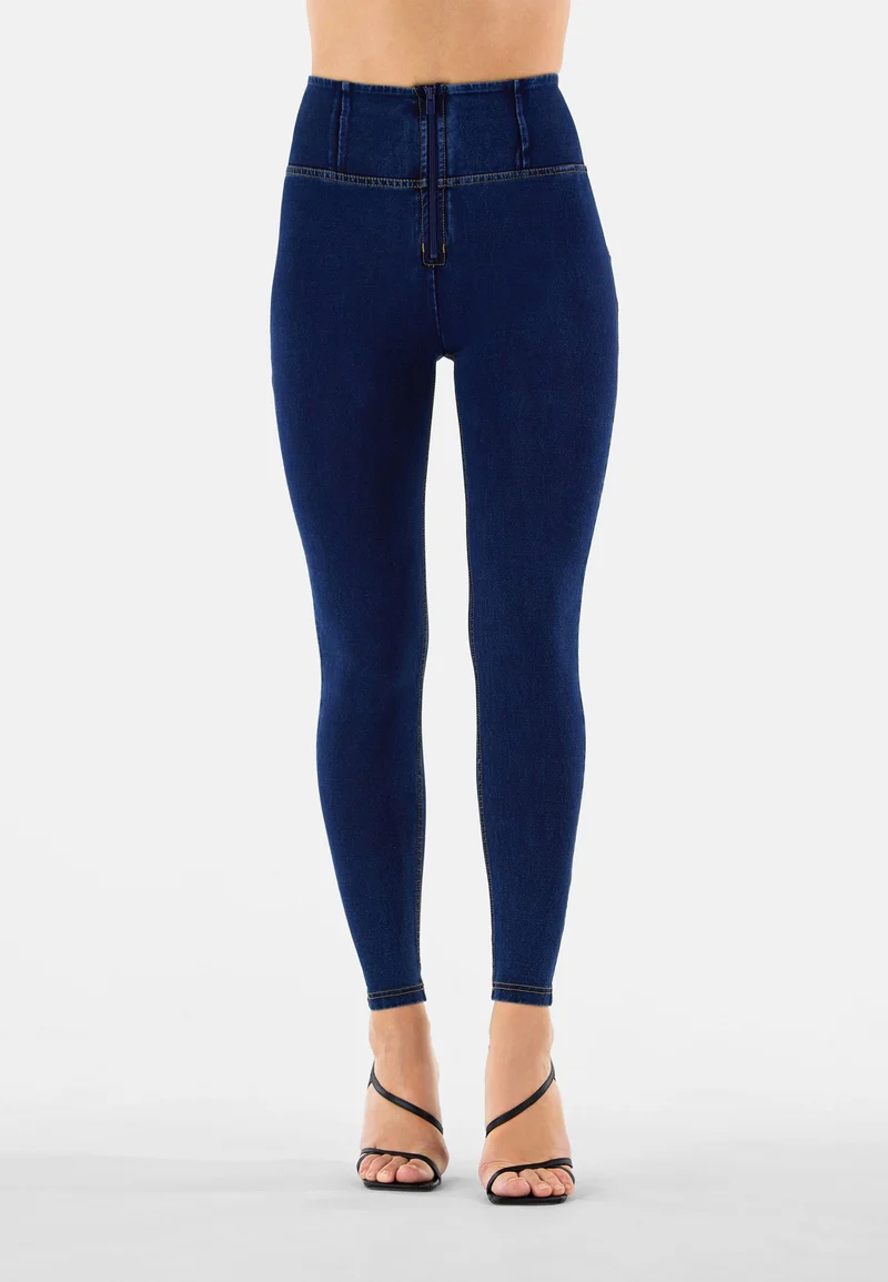 WR.UP Push-Up High Waist Skinny Denim Jeans - Denim Dark Blue - Yellow Seam