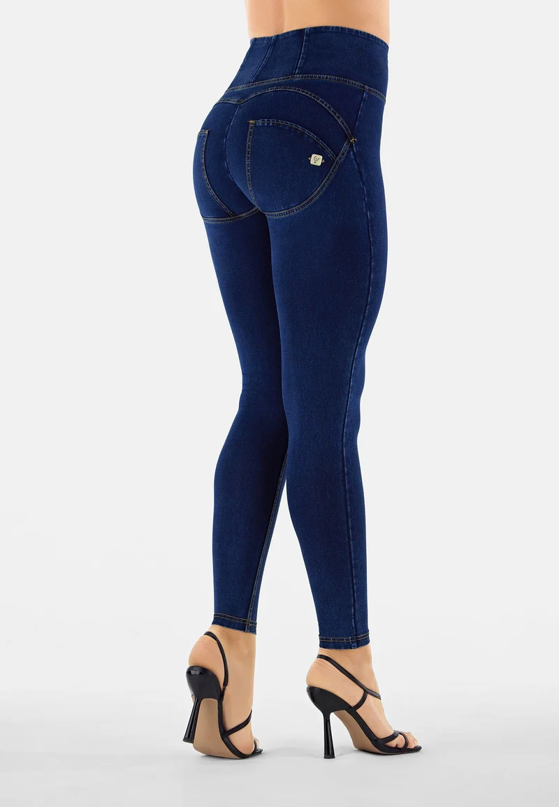 WR.UP Push-Up High Waist Skinny Denim Jeans - Denim Dark Blue - Yellow Seam