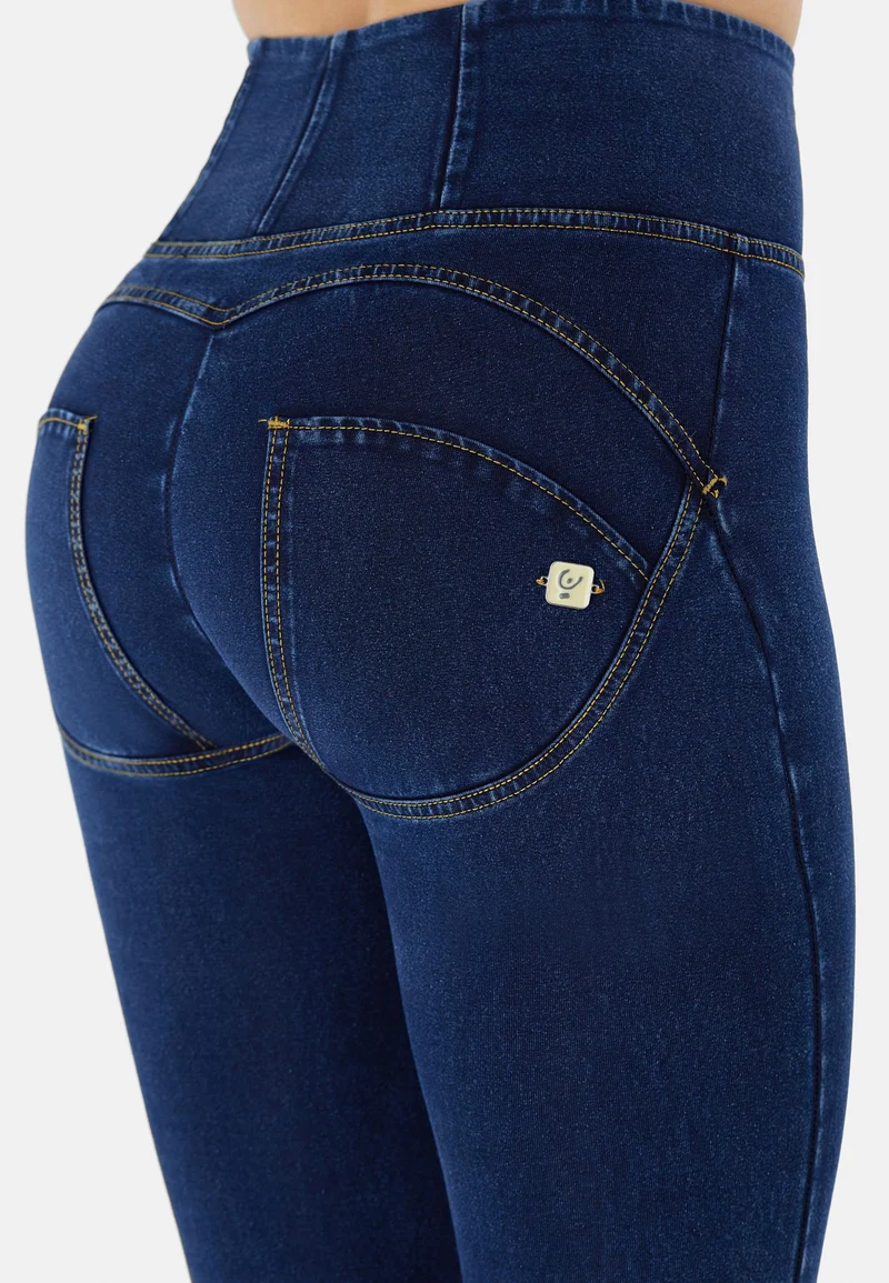 WR.UP Push-Up High Waist Skinny Denim Jeans - Denim Dark Blue - Yellow Seam