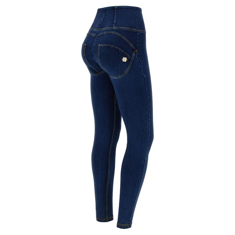 WR.UP Push-Up High Waist Skinny Denim Jeans - Denim Dark Blue - Yellow Seam